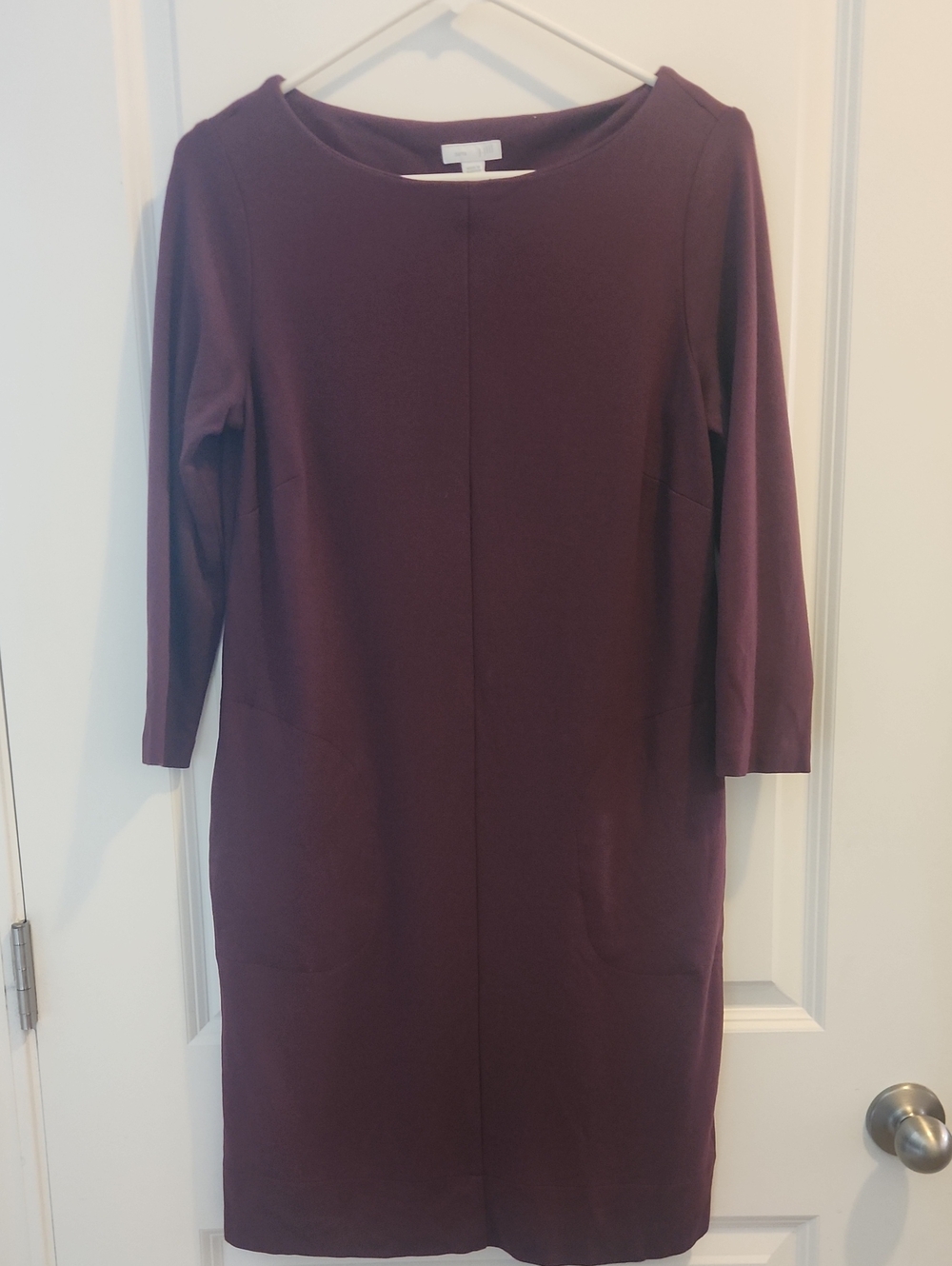 J. Jill Classic Women's Boatneck Ponte  Dress in Deep Plum